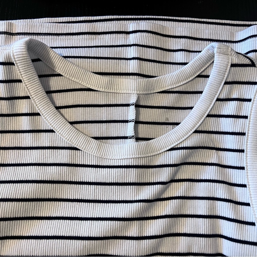 Black and White Striped Ribbed Tshirt Dress